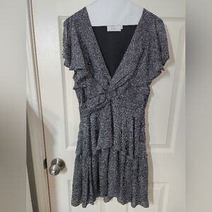 A.L.C. Black White Polkadot Flutted Dress, Size 6